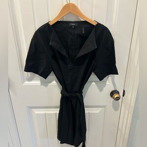 Theory linen blend black dress with belt